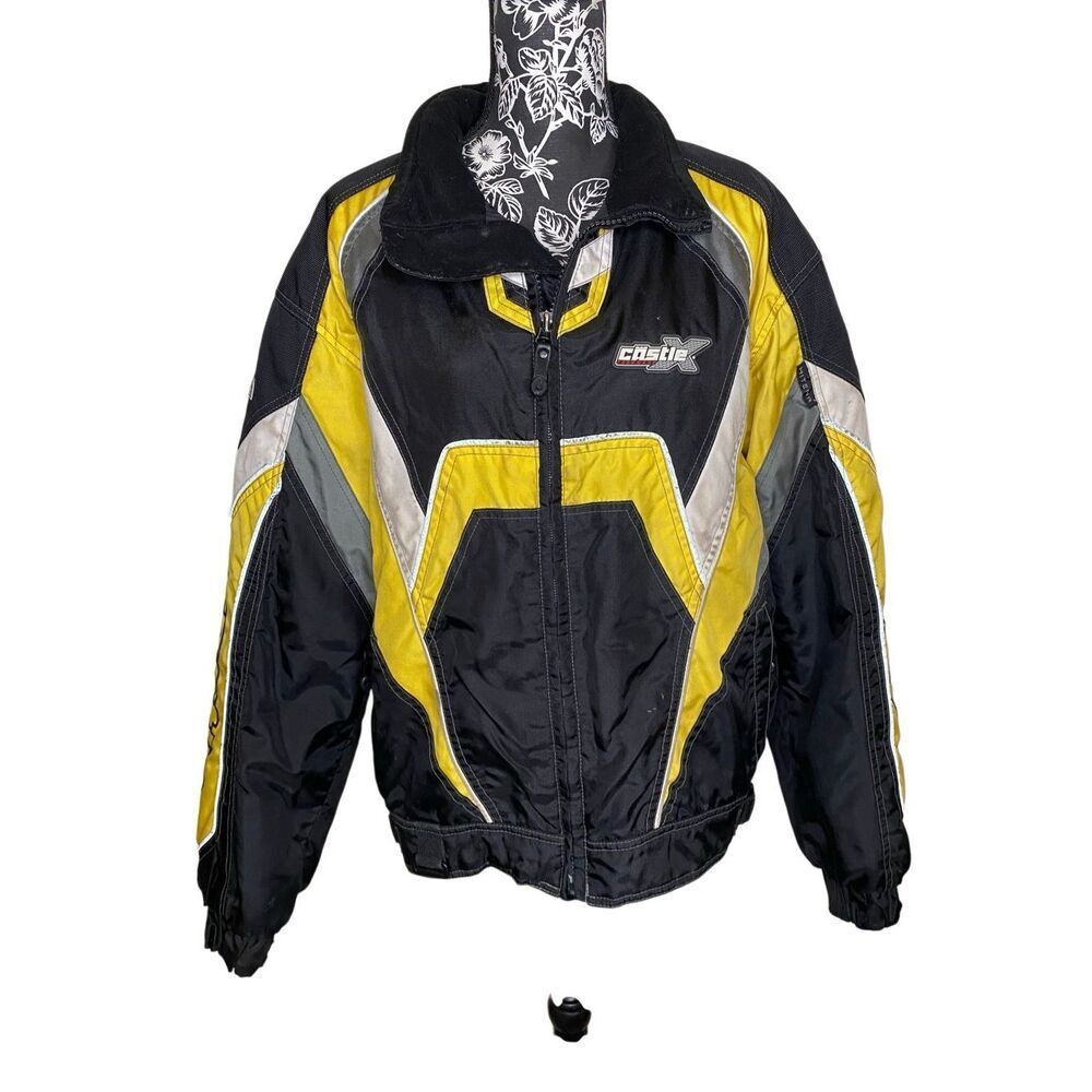 Castle X Platform Snowmobile Jacket Black Yellow Reflective Mens Small Winter